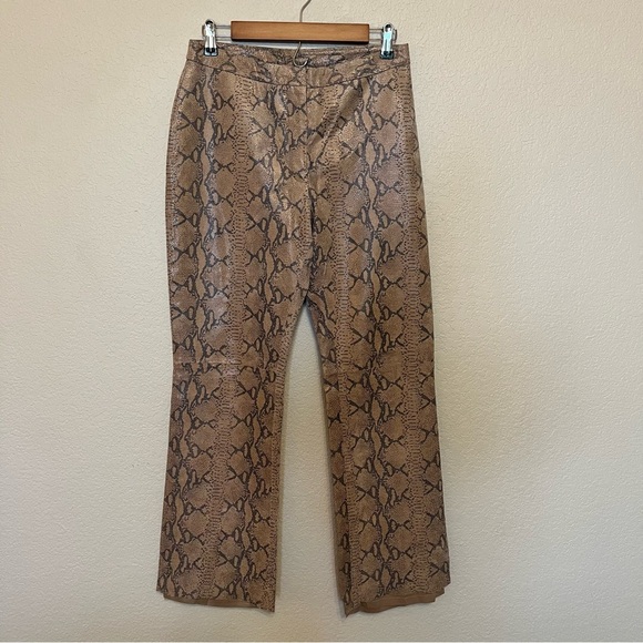 INC International Concepts 100% Leather Snake Print Brown Pants Size 6 - Picture 1 of 8